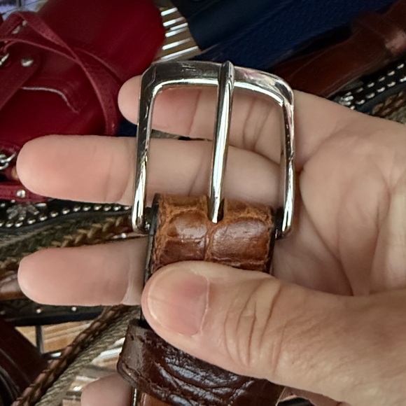 Veari Crocodile Alligator Leather Belt Light Brown - Picture 7 of 12